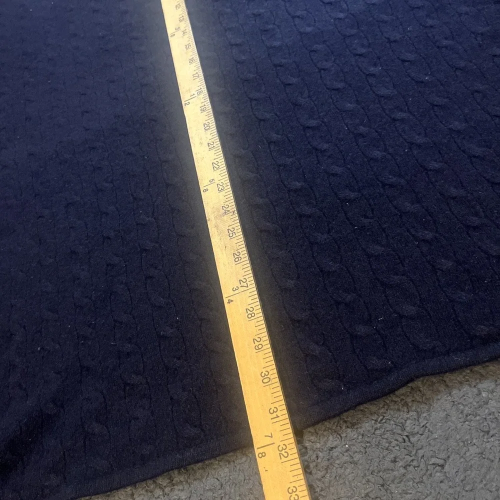 Ralph Lauren Cable Knit Blanket OS Navy Blue Soft Warm Nursery Bedding Classic
